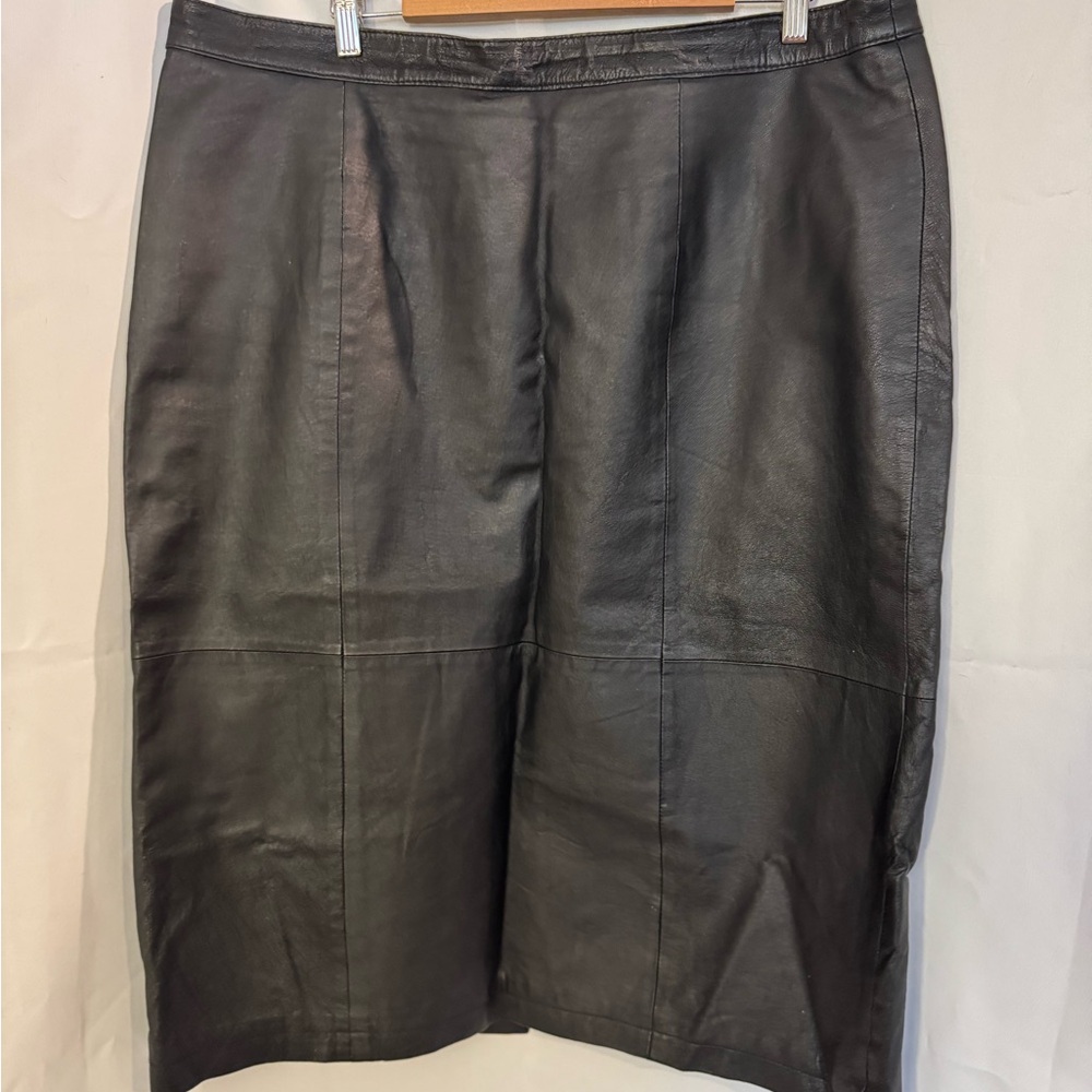 Adrian Jordan Black Leather Skirt
